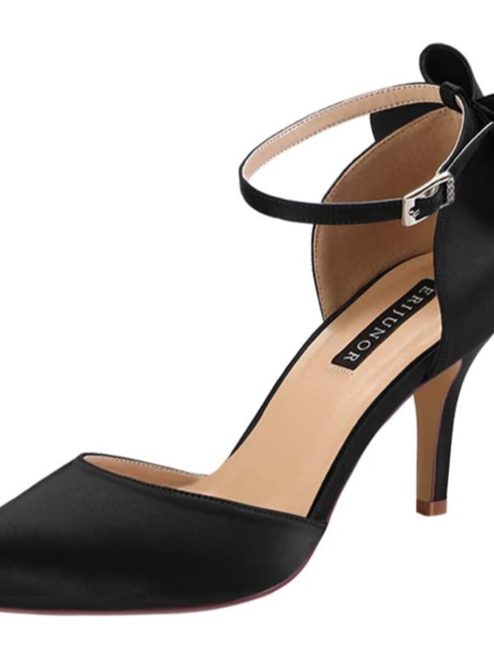Wedding Evening Party Shoes Comfortable Mid Heels Pumps with Bow Knot Ankle Stra
